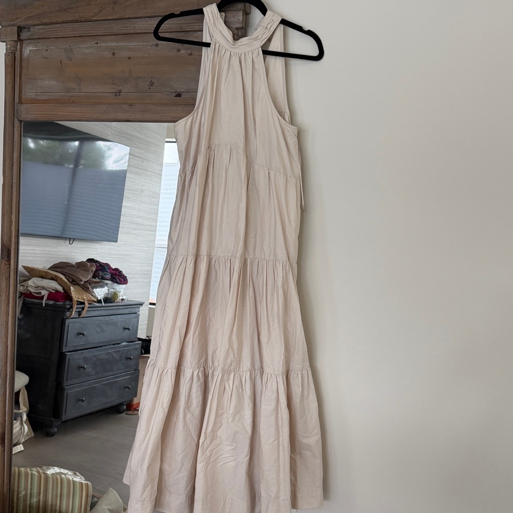 Anthropologie Cream Halter Tiered Midi Dress NwT - Picture 4 of 7